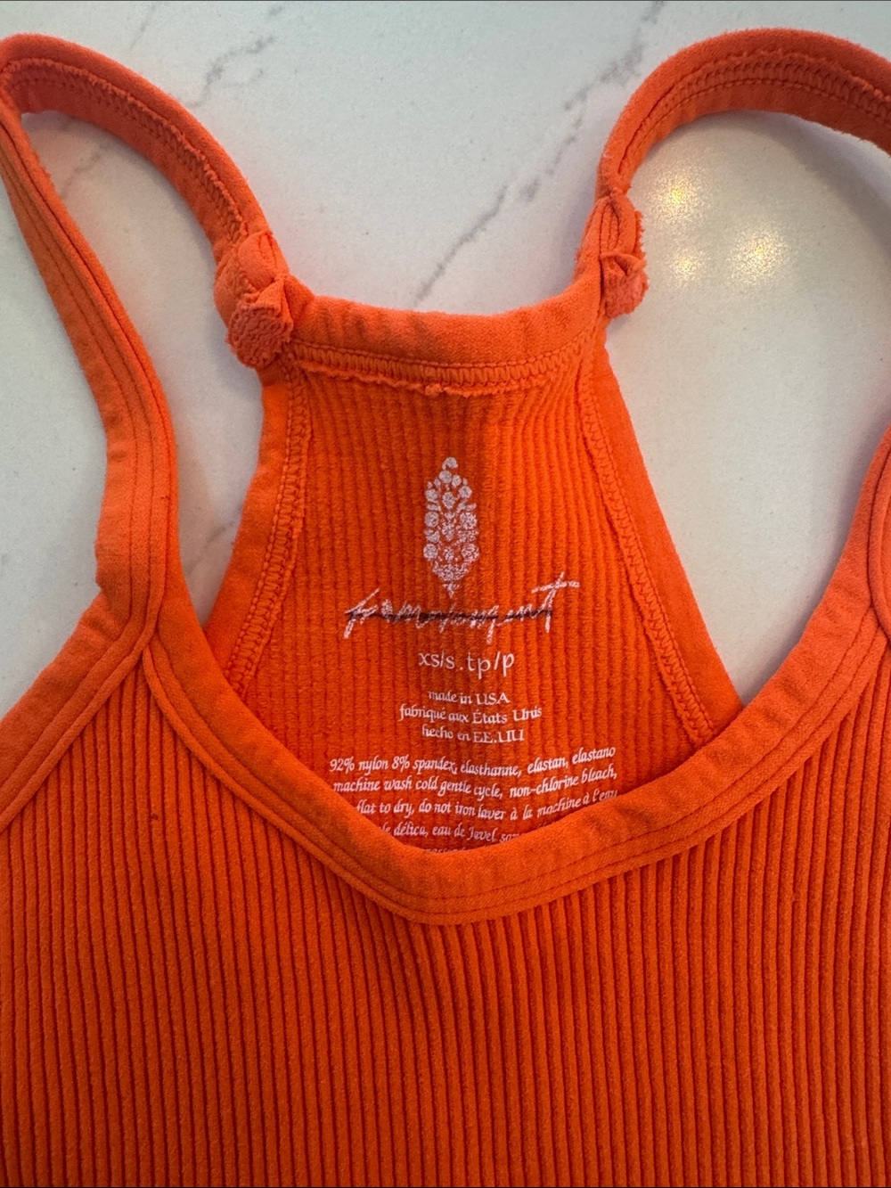 Free People Orange Ribbed Racerback Crop Tank - Picture 2 of 3